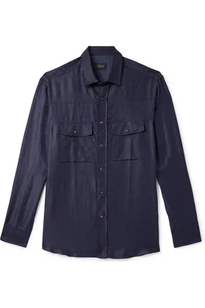 BRIONI Cotton and Linen-Blend Twill Shirt - Men - - XL