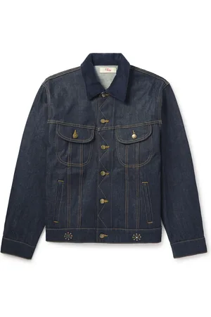 CHERRY LOS ANGELES Cotton-Blend Corduroy-Trimmed Embellished Denim Jacket - Men - - S