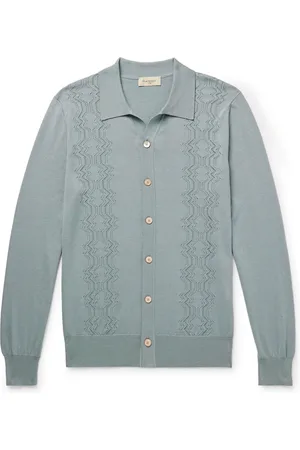PIACENZA 1733 Slim-Fit Pointelle-Knit Cotton and Silk-Blend Cardigan - Men - - IT 48