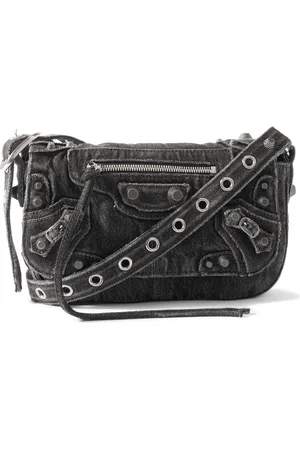 Balenciaga Le Cagole XS Studded Washed-Denim Messenger Bag - Men