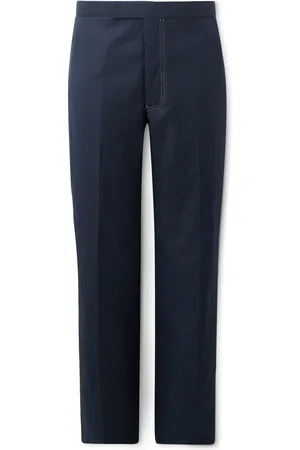 Thom Browne Straight-Leg Cotton and Linen-Blend Trousers - Men - - 3