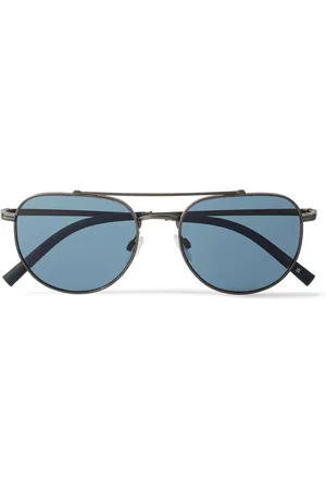 Oliver Peoples Roger Federer R-10 Aviator-Style Brushed Gunmetal-Tone Sunglasses - Men