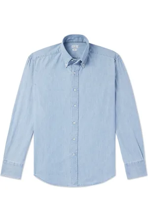 Brunello Cucinelli Button-Down Collar Cotton-Chambray Shirt - Men - - M