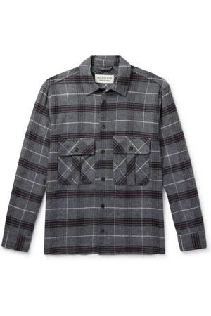 MILES LEON Field Checked Brushed Herringbone Cotton-Flannel Shirt - Men - - S