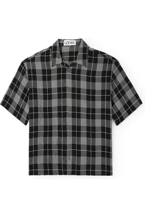 Loewe Camp-Collar Checked Crinkled-Twill Shirt - Men - - EU 38