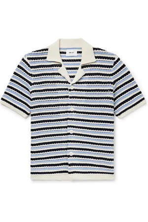NN.07 Henry 6636 Camp-Collar Striped Open-Knit Organic Cotton Shirt - Men - - S