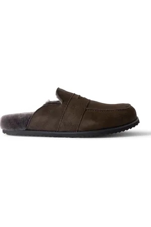 Mr P. David Shearling-Lined Suede Slippers - Men - - UK 8
