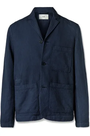Folk Topstitched Cotton Blazer - Men - - S