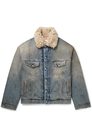 Acne Studios Robert Faux Shearling-Trimmed Padded Distressed Denim Jacket - Men - - L
