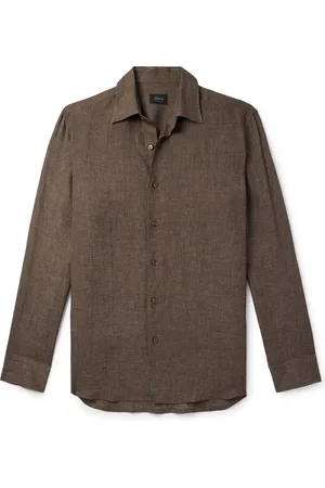 BRIONI Button-Down Collar Linen Shirt - Men - - L