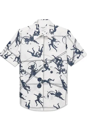 Thom Browne Button-Down Collar Printed Cotton-Poplin Shirt - Men - - 2