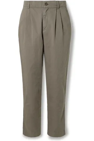 Mr P. Steve Slim-Fit Pleated Organic Cotton and Linen-Blend Twill Trousers - Men - - 28