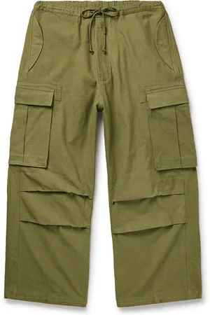 Story Peace Wide-Leg Slub Organic Cotton Drawstring Cargo Trousers - Men - - L