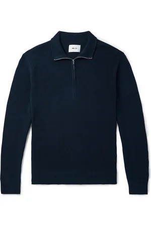NN.07 Kevin 6600 Ribbed Organic Cotton Half-Zip Sweater - Men - - XL