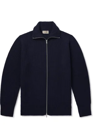 JOHN SMEDLEY Ribbed Recycled-Cashmere and Merino Wool-Bland Zip-Up Cardigan - Men - - L