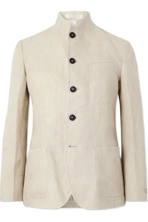 MASSIMO ALBA Gstaad Grandad-Collar Linen Overshirt - Men - - IT 48