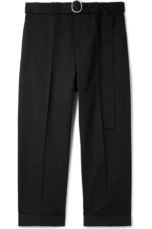 Jil Sander Cropped Straight-Leg Belted Cotton and Silk-Blend Poplin Trousers - Men - - IT 48