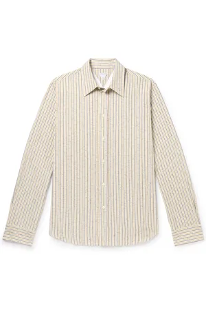 Bottega Veneta Striped Textured Cotton-Blend Shirt - Men - - IT 48