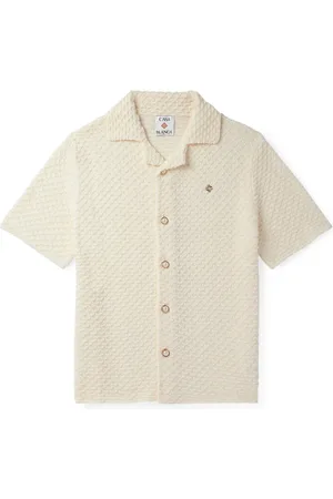 Casablanca Camp-Collar Logo-Embroidered Textured Cotton-Blend Shirt - Men - - L
