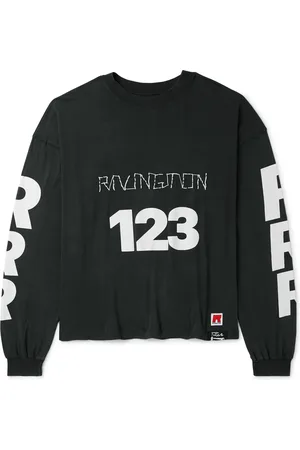 RRR-123 Logo-Print Embroidered Cotton-Jersey T-Shirt - Men - - S