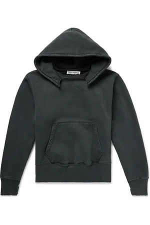 OUR LEGACY Relic Cropped Distressed Cotton-Jersey Hoodie - Men - - IT 44