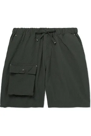 FrizmWORKS Comfortable Banding Straight-Leg Seersucker Drawstring Cargo Shorts - Men - - M