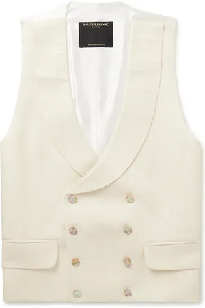 Favourbrook Randwick Slim-Fit Double-Breasted Herringbone Linen and Silk-Blend and Satin Waistcoat - Men - - UK/US 38