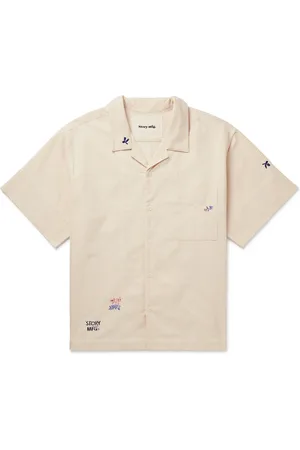 Story Greetings Camp-Collar Embroidered Organic Cotton Shirt - Men - - S