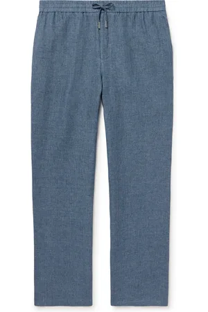 Mr P. Edward Straight-Leg Linen-Chambray Drawstring Trousers - Men - - 38