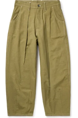 Story Lush Wide-Leg Pleated Organic Cotton-Canvas Trousers - Men - - S