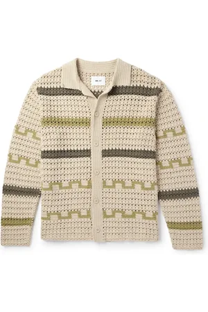 NN.07 Frank 6693 Striped Crocheted Organic Cotton Cardigan - Men - - L