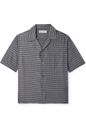 OUR LEGACY Heusen Convertible-Collar Checked Cotton and Silk-Blend Shirt - Men - - IT 46