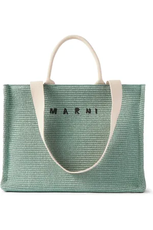 Marni Logo-Embroidered Woven Raffia Tote Bag - Men