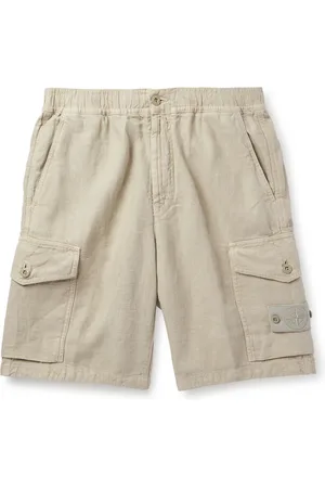 Stone Island Ghost Straight-Leg Logo-Appliqu??d Garment-Dyed Linen Cargo Shorts - Men - - UK/US 31