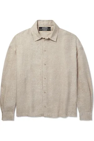 Jacquemus Croc-Effect Linen-Blend Overshirt - Men - - IT 54