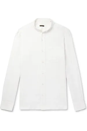 Rubinacci Guru Grandad-Collar Linen Shirt - Men - - XS
