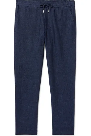Mr P. James Straight-Leg Linen-Chambray Drawstring Trousers - Men - - 30