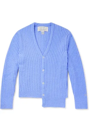 ERL Asymmetric Ribbed Brushed-Knit Cardigan - Men - - S