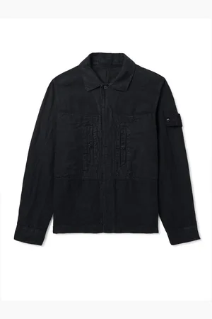 Stone Island Ghost Logo-Appliqu??d Garment-Dyed Linen-Twill Overshirt - Men - - S