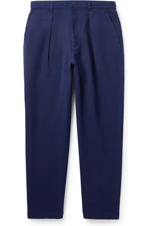 BLUE BLUE JAPAN Tapered Pleated Cotton Trousers - Men - - L