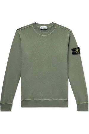 Stone Island Logo-Appliqu??d Garment-Dyed Cotton-Jersey Sweatshirt - Men - - S