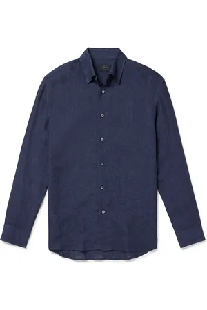 BRIONI Button-Down Collar Linen Shirt - Men - - XL