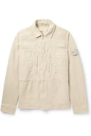 Stone Island Ghost Logo-Appliqu??d Garment-Dyed Linen-Twill Overshirt - Men - - XXL