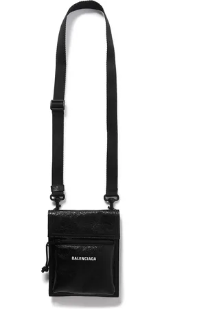 Balenciaga Explorer Logo-Print Cracked-Leather Messenger Bag - Men