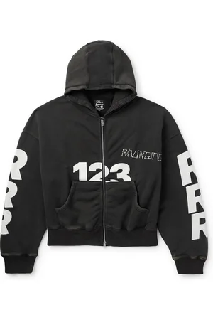 RRR-123 USO-123 Cropped Printed Cotton-Jersey Zip-Up Hoodie - Men - - L