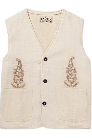 Kartik Research Kantha Embellished Embroidered Cotton Vest - Men - - M