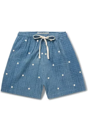 Kartik Research Straight-Leg Embellished Kantha Cotton Drawstring Shorts - Men - - UK/US 33