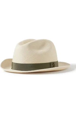 PURDEY Logo-Embroidered Grosgrain-Trimmed Straw Panama Hat - Men - - 57