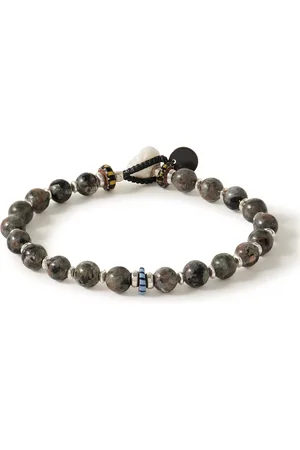 Mikia Silver, Yooperlite and Shell Beaded Bracelet - Men - - L