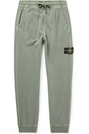 Stone Island Tapered Logo-Appliqu??d Garment-Dyed Cotton-Jersey Sweatpants - Men - - M